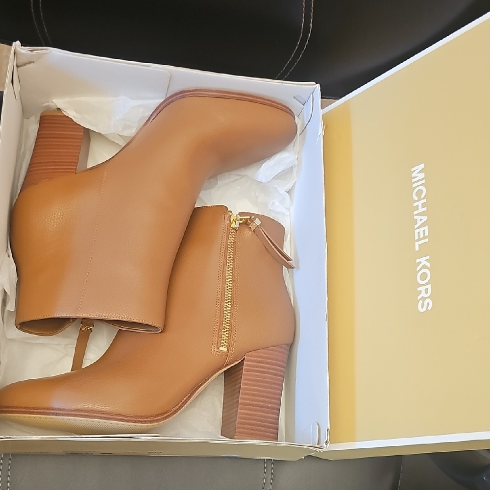 Michael Kors Tan Ankle Boots with Pointed Toe